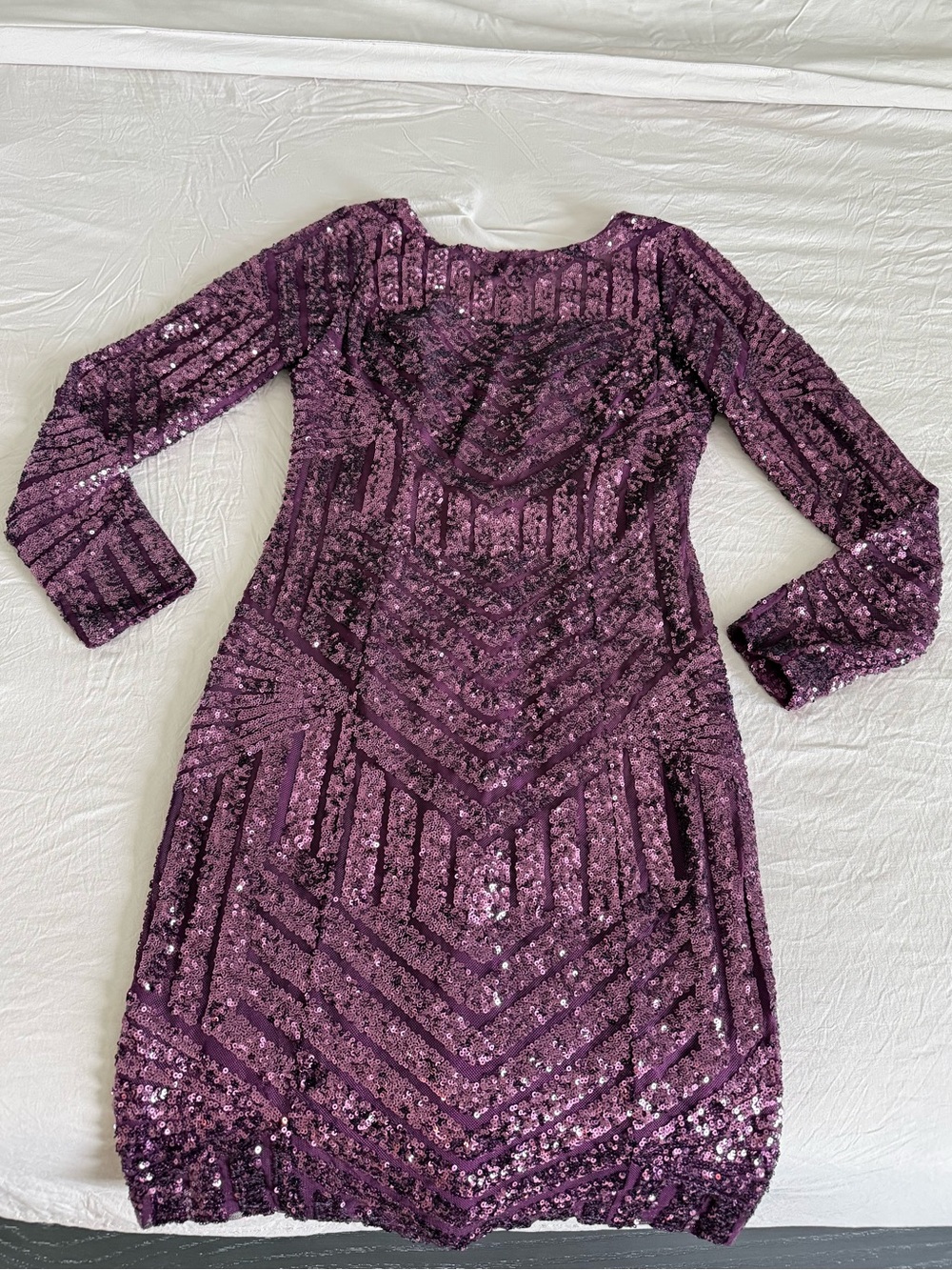 Cachet Plum Sequin Long Sleeve Sheath Dress